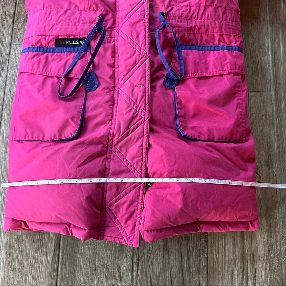Triple Plus Goose Down Filled Vibrant Pink and Purple Kids Puffer Coat size 12